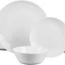 Dinnerware Sets for 4, LaGlint 12 Pieces Opal Glass Plates and Bowls Set, Dishwasher and Microwave Safe Dish Dinning Ware, Chip and Scratch Resistant Dishware White