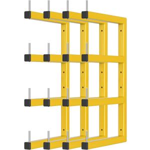4-Pack Lumber Storage Rack, Wood Storage Racks Wall Mount, Heavy Duty Garage Wood Organizer with 8-Level System, Yellow Utility Rack Organization Up 1600 Lbs, Metal Lumber Shelf for Indoor & Outdoor