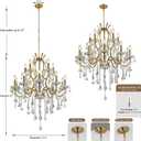 French Country Brass Gold Crystal Chandelier 2 Tier Dia31.5, 15-Lights Gold
