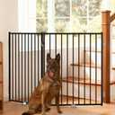 No Pawblems Free Standing Dog Gate, 36'' Tall Foldable Dog Fence for Indoor & Outdoor, Up to 52 Inch Extra Wide Puppy Gate for Stairs, Hallways, Doorways, Deck, Yard (Black, 2 Panels)