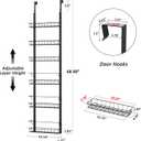 Churboro Over the Door Pantry Organizer Rack with 6 Adjustable Baskets, 6 Tiers Dual-use Spice Rack- Hanging or Wall Mount Spice Rack, Pantry Door Organizer, Black