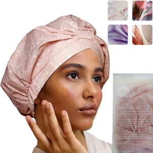 Reusable Shower Cap for Women Reusable Waterproof  Leakproof, Nonslip Hair Cap for Shower Flexiband  Soft, Breathable, Durable Christmas Shower Caps by SMPL OBJECTS (Blush)