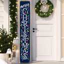 Christmas Wooden Porch Sign 47.2" Christmas Happy Welcome Sign for Front Porch, Vertical Standing Outdoor Porch Decor for Home Front Door Yard Farmhouse Hanging Decoration