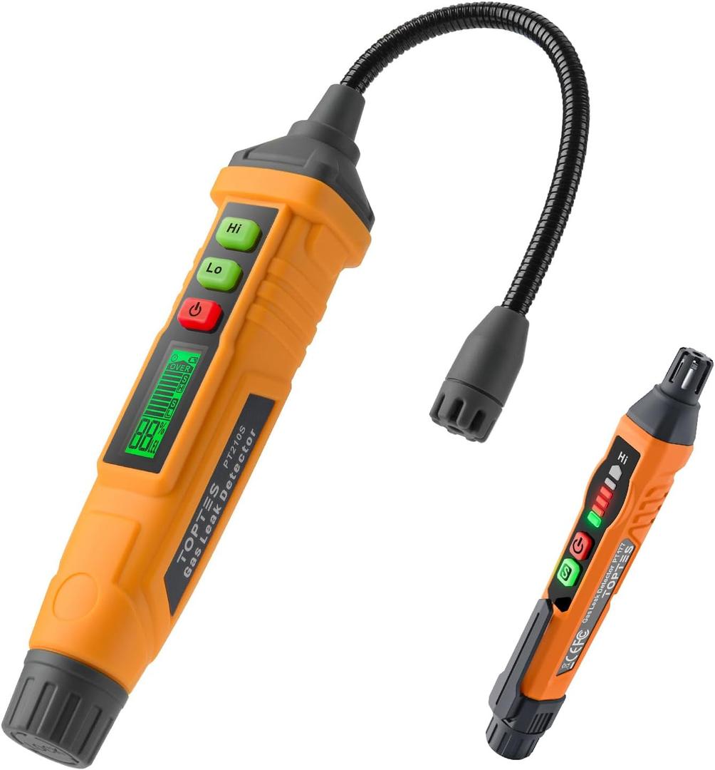 Natural Gas Detector, TopTes PT210S&PT177 Gas Leak Detector with Audible & Visual Alarm, Portable Gas Sniffer to Locate Combustible Gas Leak Sources Like Methane, Propane for Home