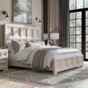 Furniture of America Dannen Modern Classic Solid Wood Bed Frame with Ornamental Coffered Panels, Wooden Bedframe for Bedroom, Guest Room, Box Spring Needed, Queen, Tawny Brown