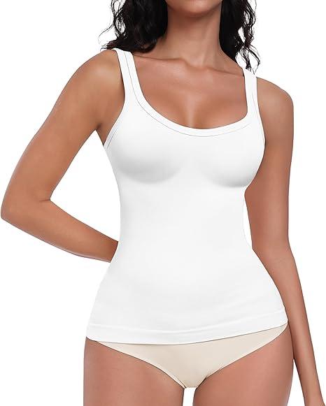 EUYZOU Womens Shapewear Tummy Control Squre Neck Seamless Compression Tank Tops for Women Slimming Body Shaper Camisole, Large