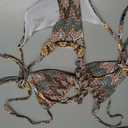 SHENHE Women's 2 Piece Swimsuit Floral Print Halter Tie Side Triangle Bikini Set (M)