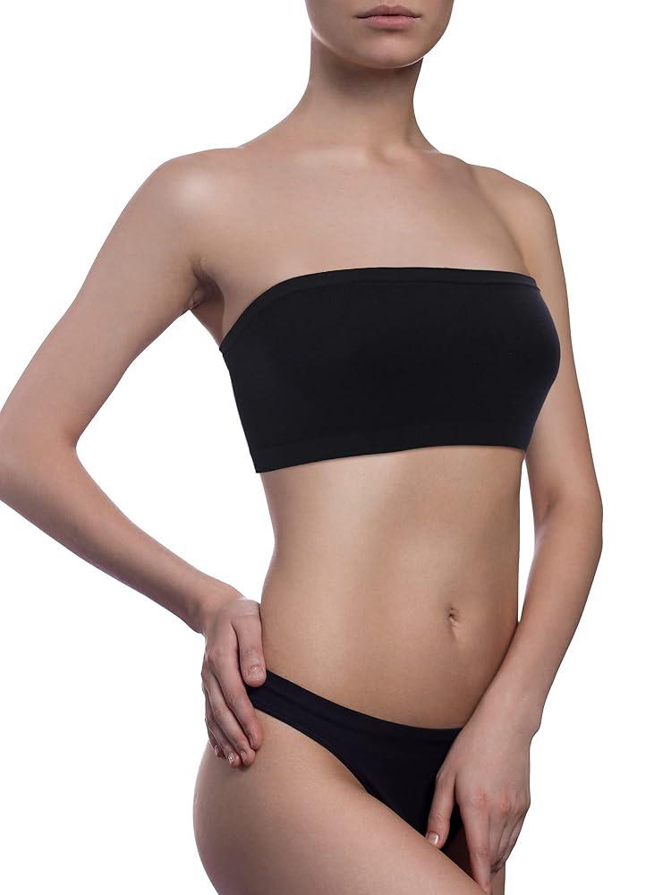 Women's Bandeau Bra Strapless Bralette Seamless Bandeau Non-Padded Stretch Top Bra, Size: M