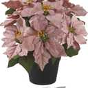 MATBAR Poinsettias Artificial Christmas Flowers Pink Faux Poinsettia Outdoor 15 Inch Winter Flowers for Home Office Table Decorations Indoor Outdoor Xmas Ornament