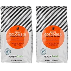 AmazonFresh Decaf Colombia Whole Bean Coffee, Medium Roast, 12 Ounce (Pack of 2). BBD sep/08/2026