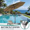 AreShark 9FT Patio Umbrella with Solar Lights, 32 Lighted Pool Umbrella w/Tilt and Crank, Outdoor Market Solar Umbrellas for Garden, Deck, Backyard, Pool and Beach, Khaki
