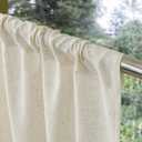 Valea Home Linen Kitchen Curtains 24 Inch Length Rustic Farmhouse Crude Short Cafe Curtains Rod Pocket Tiers for Small Window Bathroom Basement, Natural, 2 Panels, 26"W x 24"L
