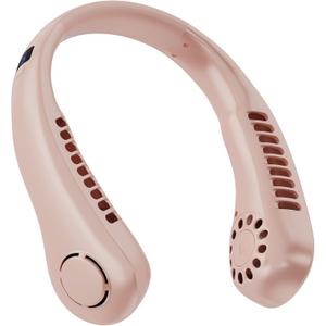 Portable Neck Fan, 360° Cooling Personal Fan with 5 Speeds, USB Rechargeable Wearable Neck Fan, Hands Free Bladeless Fan, Twistable, Mini Portable Fan, Gifts for Men Women Mom Dad, Pink