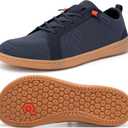 Pulltop Wide Toe Box Shoes for Men - Minimalist Barefoot Dress Sneakers Zero Drop Extra Wide Slip on Walking Shoes Navy Size 12 Wide