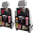 2 Pcs Backseat Car Organizer - Universal 23.4x16" Back Seat Car Organizer with 9 Large Pockets & Clear Tablet Holder, Made of Reliable Polyester with Long and Strong Straps - Easy to Attach & Clean