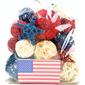 ANDALUCA American Flag Decorative 4th of July Large Vase Filler Bag with Orbs, Decorative Balls (Red, White & Blue)