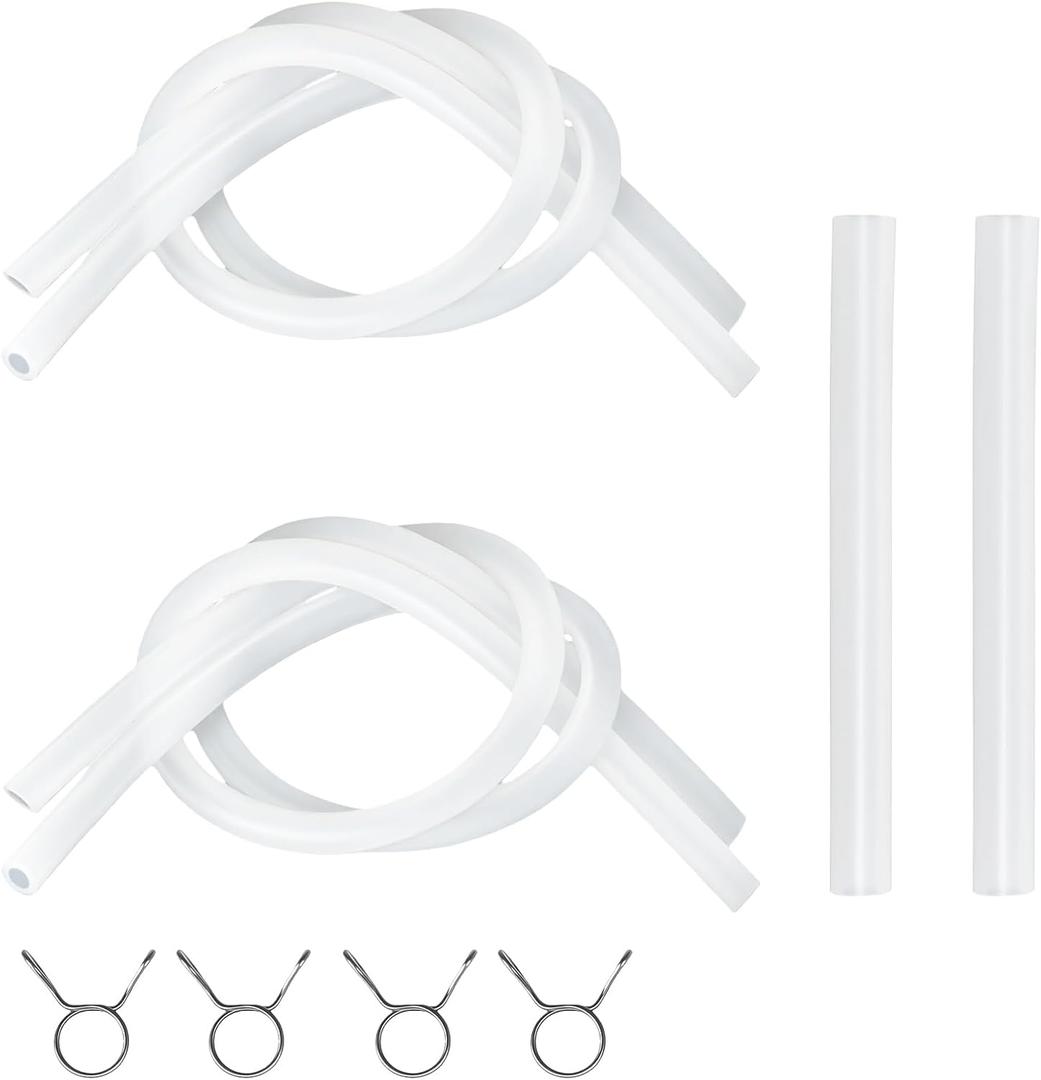 6-Pcs Ice Maker Drain Tube Compatible with Opal Ice Maker Replacement Tubes, 1/4 ID Silicone Water Line Compatible with GE Opal Nugget Countertop Ice Maker with Tank(4x 50cm + 2x 10cm + 4 Clamps)