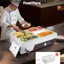 VEVOR Commercial Food Warmer, 1500W Electric Stainless Steel Steam Food Warming with Lid, 6-Pan Fast Heating Countertop Buffet Bain Marie with Power Cord, for Catering, Restaurant, Party & Buffets