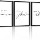Houmury Set of 3 Framed Wall Art Memories Around the Table Farmhouse Wall Decor 11x14 Kitchen Wall Decor for Dining Room Decor Wood Signs (Black, 11 * 14")