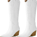 Arromic Cowboy Boots for Women Comfortable Womens Embroidered Western Cowgirl Knee High Boots Pointed Toe Zipper Chunky Heel Country Outfit Retro Tall Boots 10