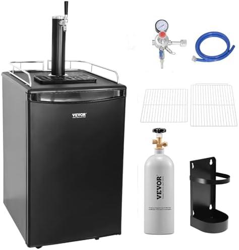 VEVOR Beer Kegerator, Single Tap Commercial Draft Beer Dispenser for D system, Full Size Keg Refrigerator with 5lbs CO2 Tank, Hold 2 Sixth / 2 Ball lock keg, Black