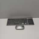 Wireless Keyboard and Mouse Ultra Slim Combo, TopMate 2.4G Silent Compact USB 2400DPI Mouse and Scissor Switch Keyboard Set with Cover, 2 AA and 2 AAA Batteries, for PC/Laptop/Windows/Mac - Gray Black
