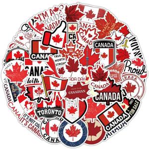 Canada Stickers 50Pcs Canadian Waterproof Vinyl Decals for Bike Water Bottles Laptop Bicycle Refrigerator Cup Luggage Computer Mobile Phone Skateboard