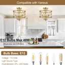 Farmhouse Crystal Ceiling Light Fixture, 3-Light Semi Flush Mount Crystal Chandelier Light Fixture Rustic Vintage Gold Pendant Ceiling Lamp for Hallway Corridor Kitchen Entryway Bedroom Living Room