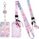 HIFOT Unicorn Kids Lanyard with Id Holder, Detachable Wrist Lanyard for Keys, Retractable Badge Holder with Metal Lobster Clasp Used for Student, Nurse, Teacher ID Holder