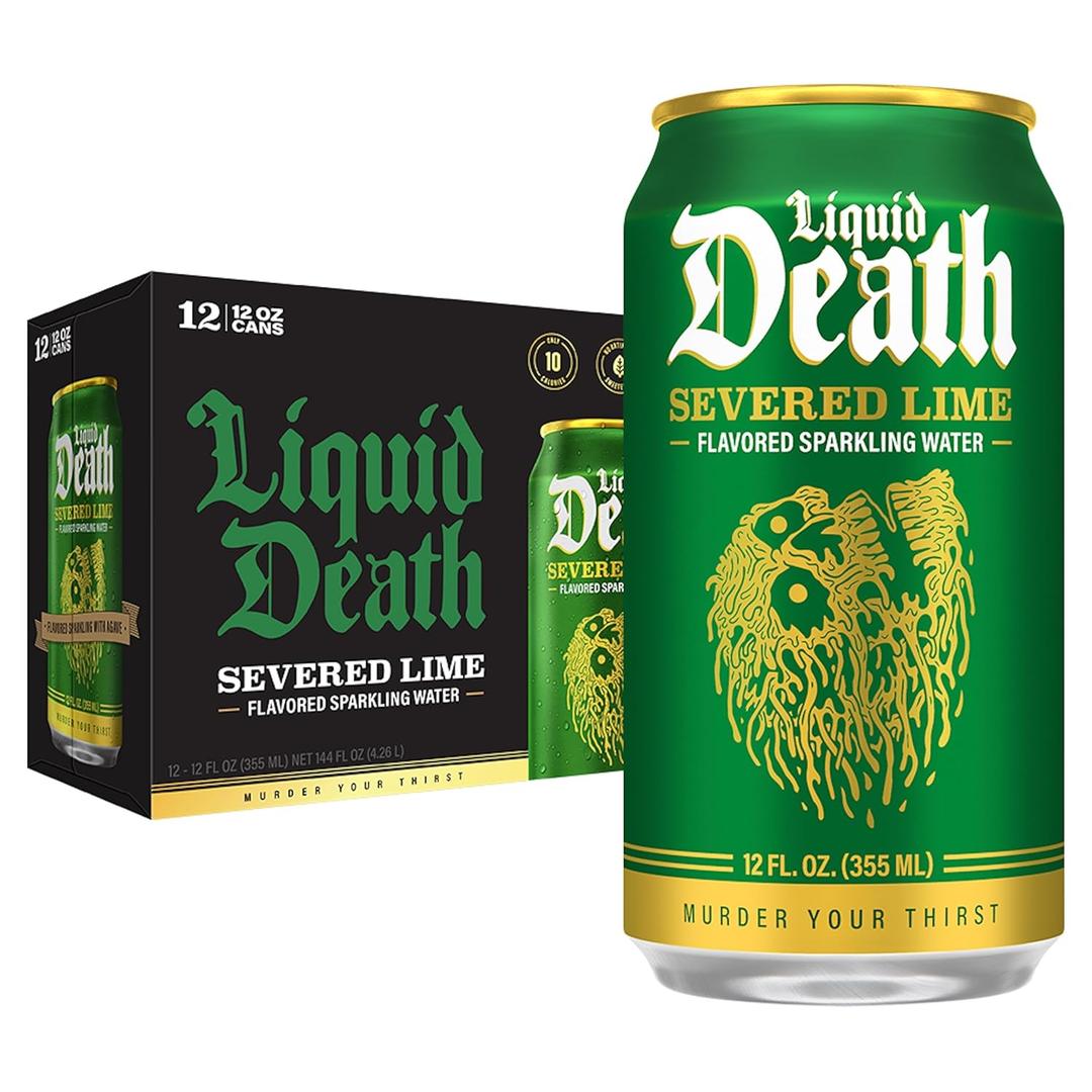 Liquid Death, Severed Lime, Soda-Flavored Sparkling Water, 12-Pack (12oz Cans), Low Sugar, Huge Flavor & No Artificial Sweeteners