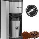 AIRMSEN Single Serve Coffee Maker with Grinder, Grind and Brew All in One - 6-16 Oz Single Cup Coffee Machine with 19 oz Travel Mug - Adjustable Drip Tray, Overheat Protection