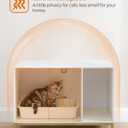 Feandrea Cat Litter Box Enclosure, Hidden Litter Box Furniture with Scratch Pad, Front Entry, Double Cabinet Doors, Modern Style, 31.5" Cat House Washroom Side End Table, White and Gold