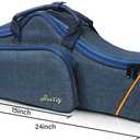 Alto Saxophone Case - 2-in-1 Padded Backpack Gig Bag with Flute Pocket, 20mm Soft Padding Lightweight Protective Carry Case for Saxophone Players (Blue), 24*10.4*4.1 inches