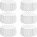 10 Pack Round Tablecloths - 120 Inch, White Polyester Table Cover for Round Table, Stain and Wrinkle Resistant Washable Fabric Table Cloth, Polyester Tablecloth for Wedding Banquet Parties