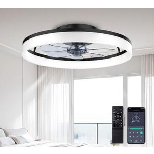 Ceiling Fans with Lights and Remote, 20" Modern Low Profile Ceiling Fan with Light, Stepless Color Temperature Change and 6 Speeds for Bedroom, Kids Room and Living Room (Black) Ceiling Fans with Lights and Remote, 20" Modern Low Profile Ceiling Fan with Light, Stepless Color Temperature Change and 6 Speeds for Bedroom, Kids Room and Living Room (Black)