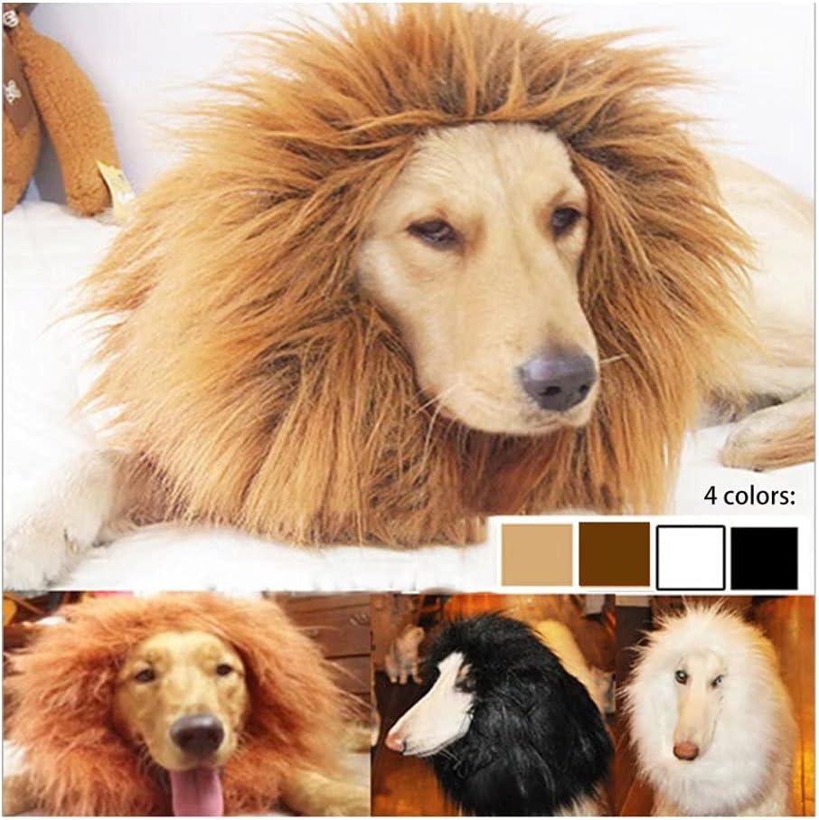 Funny Dog Costume, Lion Mane Wig for Dog Halloween Christmas Dress Up (Color: Blown, Size: Large) (Dark Brown)
