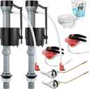 Saillong 2 Set Universal Toilet Tank Replacement Kit, Include Fill Valve, 2 Inch Low Flow Rubber Flapper, Side Mount Toilet Flush Brass Handle, Easy Install Repair Kit