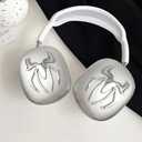 Generic Case Cover for AirPods Max Headphones Clear Soft Anti-Scratch Protection Antislip Protective Cover with Silver 3D Spiders Decorations for Apple AirPods Max (Silver) (B0D5Y93XHD)