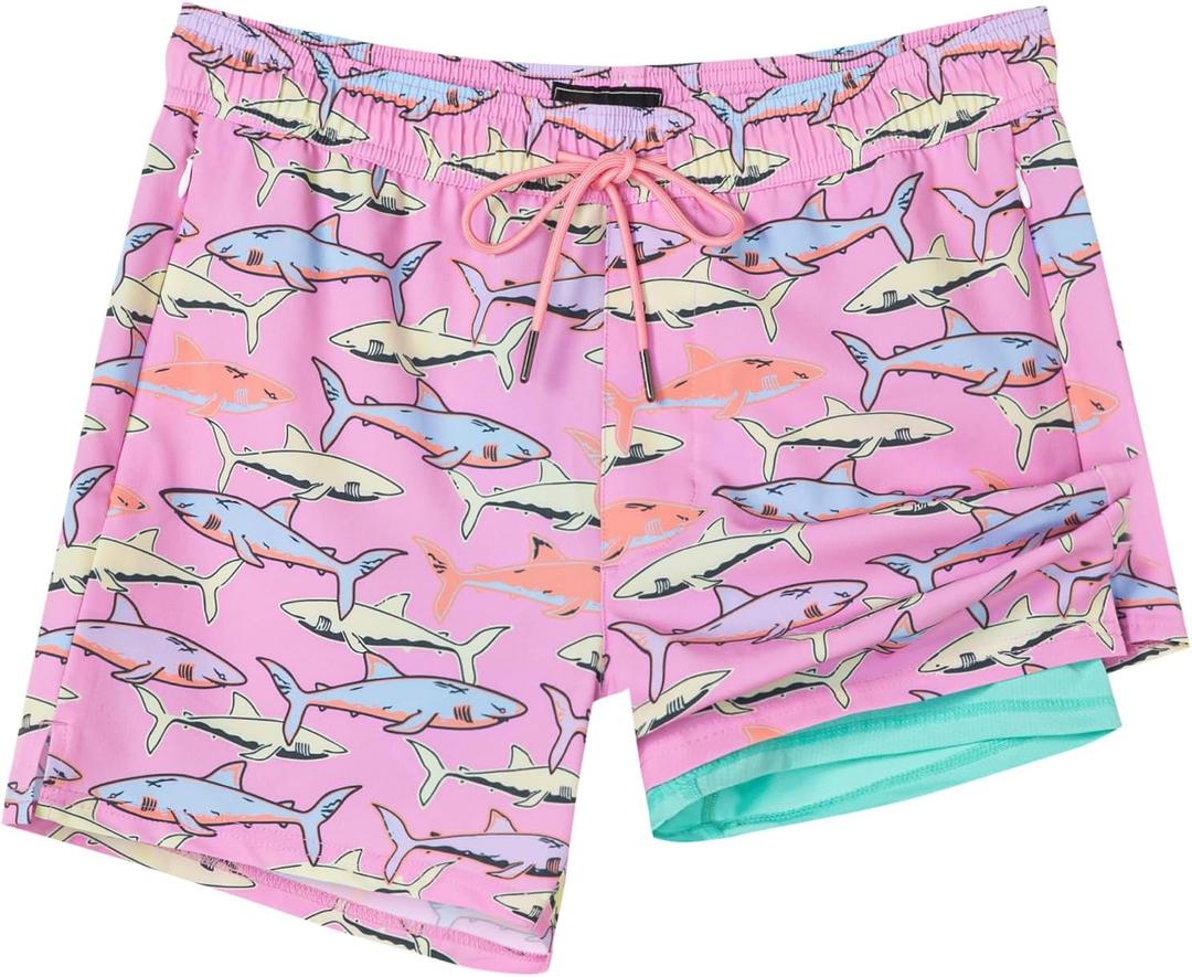 SURF CUZ Mens Swim Trunks with Compression Liner Quick Dry Swim Shorts Swimming Trunks 2 in 1 Bathing Suit Zipper Pockets