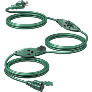 DEWENWILS 25Ft Outdoor Extension Cord, Evenly Spaced 3 Outlets Plugs with Safety Cover, 16/3 SJTW Weatherproof Wire for Outdoor String Lights, ETL Listed (Green)