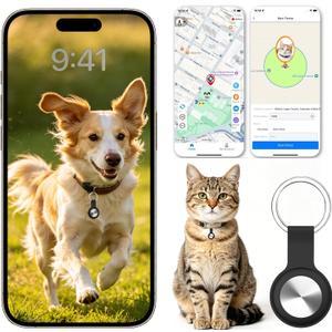 Smart GPS Tracker for Dogs|mini Easy to use Cat GPS Tracker|Waterproof and Drop-Proof|Real-time GPS Tracker Smart Alarm pet Tracker|Extra Long Battery Life of 730 Day|No Subscription (Android & iOS)