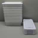 Sterilite 6 Qt Latching Storage Box, Stackable Bin with Latch Lid, Plastic Container to Organize Shoes on Closet Shelf, Clear with White Lid, 12-Pack