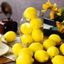 Cindeer Fall Fake Lemon Fake Fruit Faux Yellow Lemon Decor Lifelike Simulation Artificial Fruit for Party Table Summer Kitchen Vase Filler Wreath Garland Photography Decoration(3.1 x 2.1 Inch, 100 Pcs)
