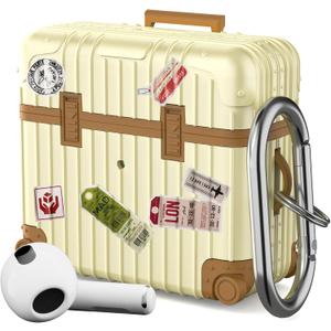 KOREDA Compatible with AirPods 3 2021 3rd Generation Case, Cute Funny Suitcase Design Protective Hard Case for AirPods 3, Not Compatible with AirPods Pro 3 2025 and AirPods 4 2024 (Beige)