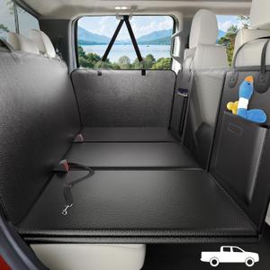 Back Seat Extender for Dogs Truck-Upgraded PU Leather-Dog Pet Seat Cover Back Seat Hard Bottom 500lbs, Anti-Scratch Dog Hammock for Crew Cab Trucks F150, RAM1500, Sierra, Tundra, Silverado (For Full Size Truck / Full Size SUV, XL Black Faux Leather)