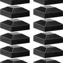 Dunzy Aluminum Fence Post Caps 2" x 2" Black Post Caps Fence Topper Pressure Fit Post Cover for Mailbox Metal Wood Plastic Vinyl Iron Deck Railing(12 Pcs)