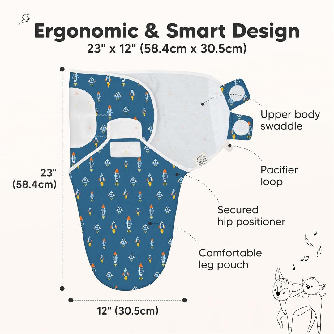 2Pack Organic Baby Swaddle Sleep Sacks  Swaddles for Newborns, Infant 03 Months, Baby Girls, Boys, Soft & Snug Newborn Sleep Sack, Nursery Swaddling Blankets (Cosmo, OS)