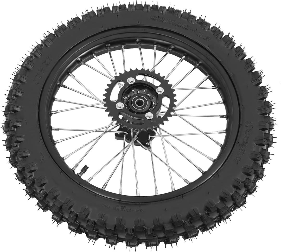 16" Rear 90/100-16 Wheel Rim + 428 37T Sprocket Kit Universal Tire Rim Wheel Set for 110cc 125cc 140cc 150cc 50cc-150cc Pit Dirt Bike Black