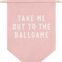 AGMDESIGN Take Me Out To The BallGame Pennant Flag Banner, Pink Baseball Wall Decor for Toddler Girl Sports Room Nursery Playroom, Sports Decor for Girls Bedroom, Ballgame Lovers Gifts for Girls
