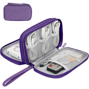 Skycase Electronic Organizer Travel Case - Waterproof Travel Cord Pouches for Organization, Cable Organizer, All-in-One Double Layers Storage Bag for Accessories, Charger, Cable, Purple (Medium)